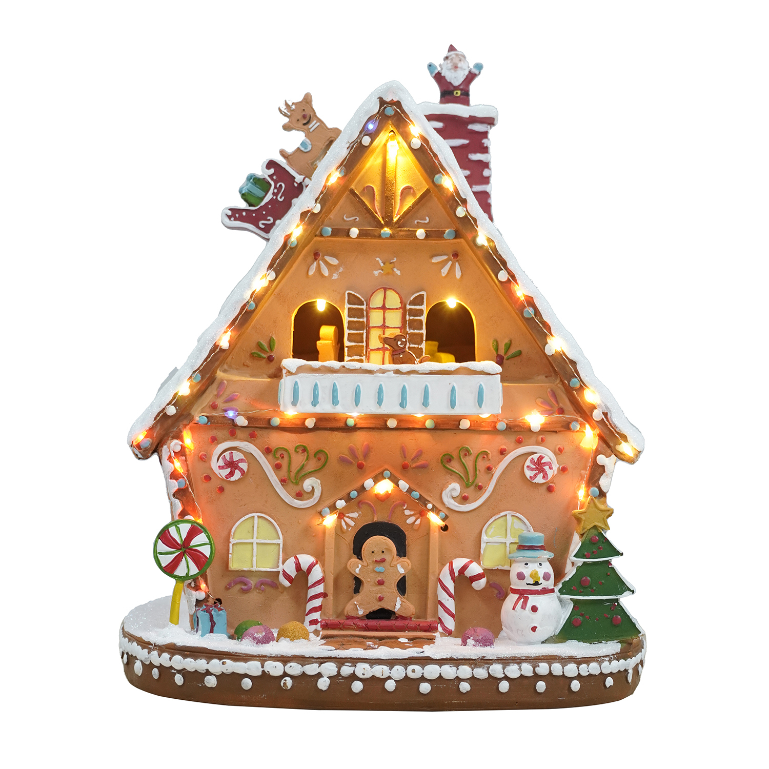 Anyou musical LED light-up animated gingerbread Christmas village figurine for seasonal decor and gift