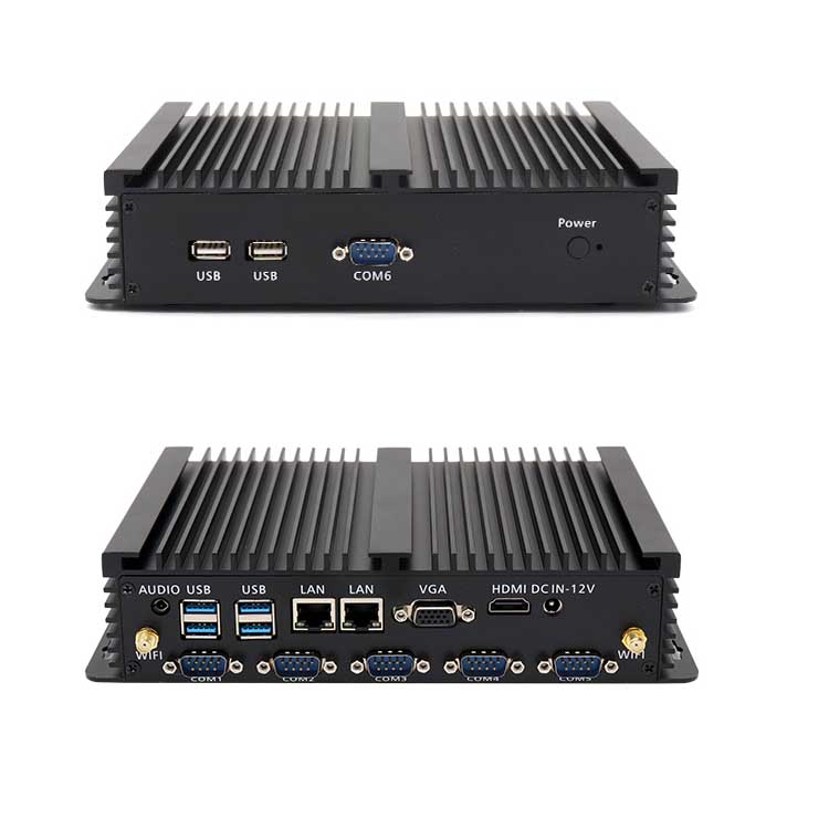 Безвентиляторный multi com с двумя LAN мини-ПК linux компьютер настольный i5 5200U промышленный ПК