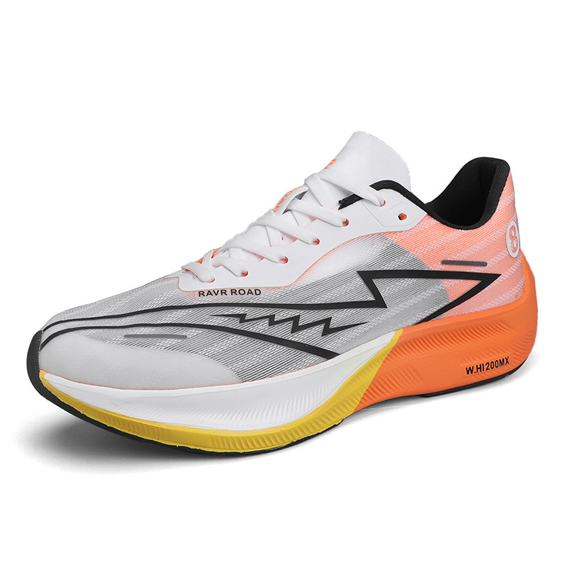 Men's Professional Sports Running Shoes Light-Weight Breathable Mesh with Carbon Plate Lace-Up Closure for All Season
