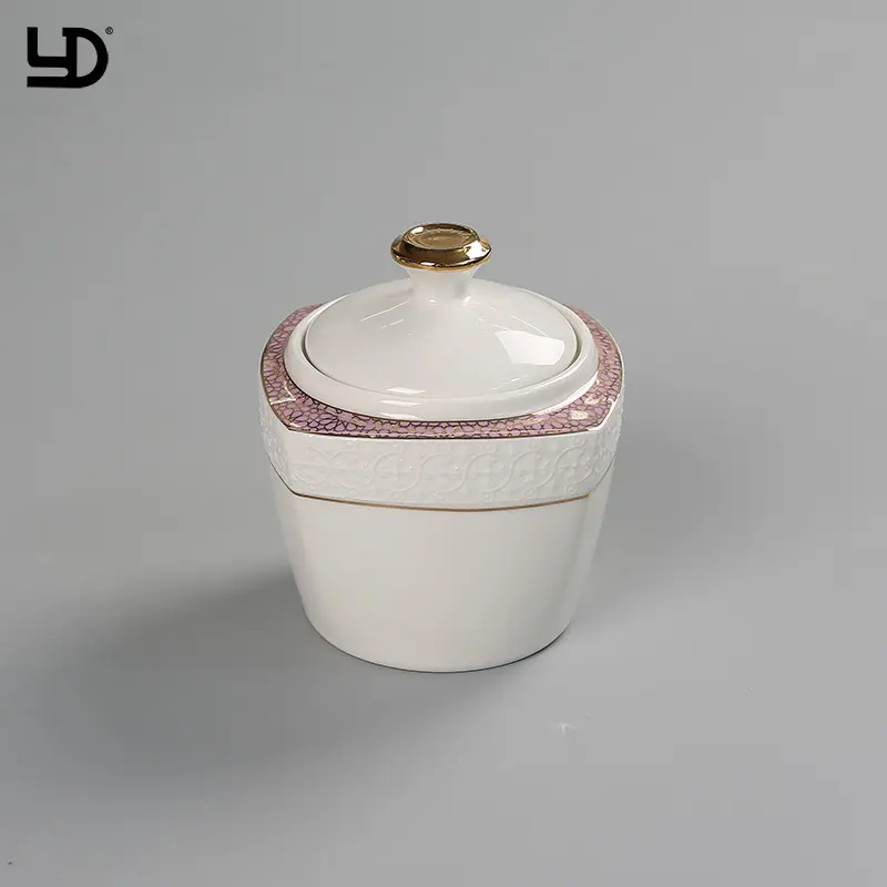 Ceramic Tea Coffee Sugar Pots Reliefs 4'' Engraving Technique Antique Ceramic Sugar Pot Ceramic Pottery Sugar Bowl
