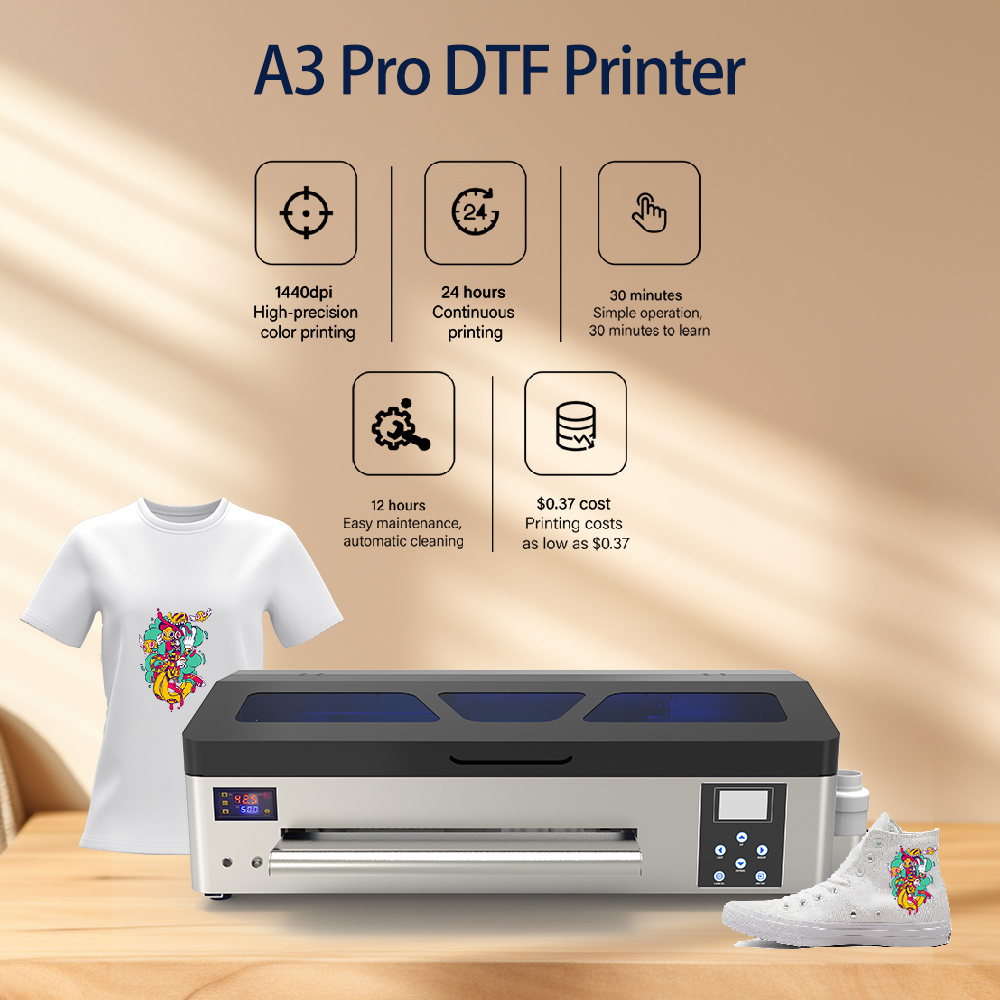 Reizjet Roll to Roll Single print head A3 Max DTF Printer with Powder Machine For T-shirt Printing