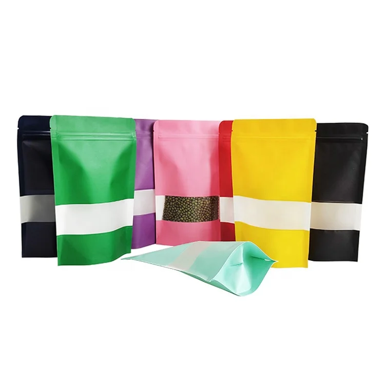 wholesale cheap matte black yellow blue pink green orange purple coloured zipper kraft paper bags manufacturer factory supplier