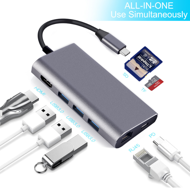 8 в 1 USB-C концентратор кабель с разъемами типа c и Мульти USB 3,0 HD конвертер 4k RJ45 адаптер питания типа C концентратор для Macbook Pro/Air