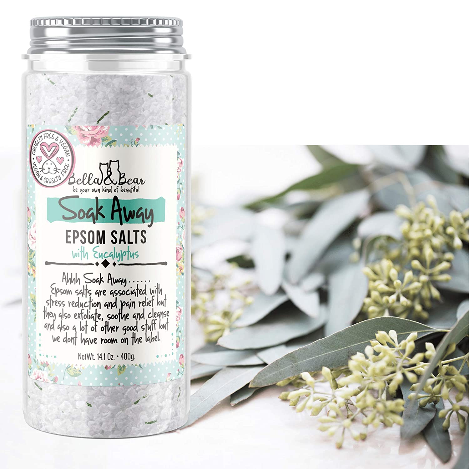 Wholesale Bella & Bear Strawberry & Raspberry Bath Salts Foot Soak Detox Fruity Scent 14oz Scent Raspberry & Strawberry