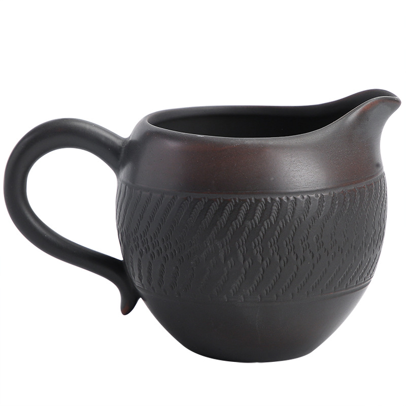 purple pottery gong dao bei ceramic side handle pitcher tea pot tea serving pot tea cup fair Cup Handmade blind dagger