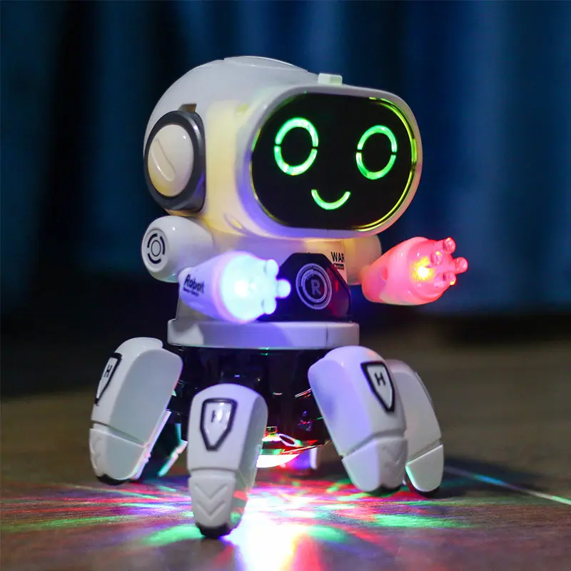 Kids Smart Electronic Humanoid Robot Toy Intelligent B/O Six Claws Walking Mechanical Dancing Robot With Light Music
