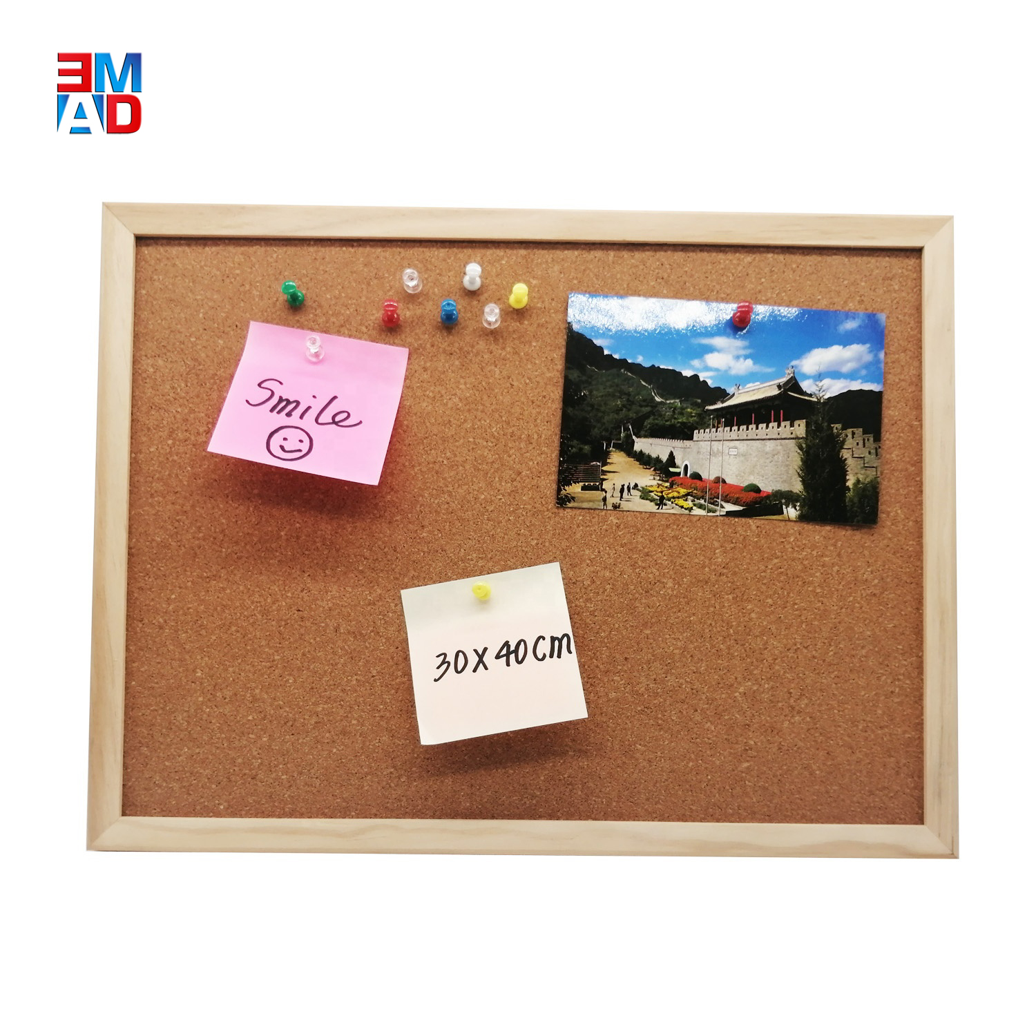 Standard size 30cm wooden frame notice push pin board cork bulletin board  for office home school message