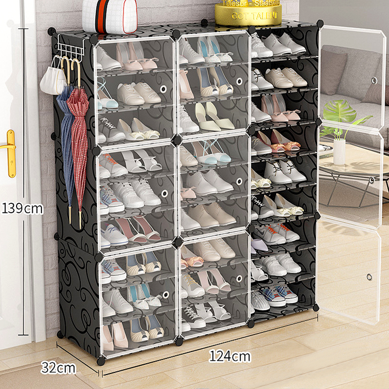 Cheap Price Home Furniture Modern Magnetic Assemble Stackable Folding Door Dust-proof Plastic Diy Shoe Storage Rack