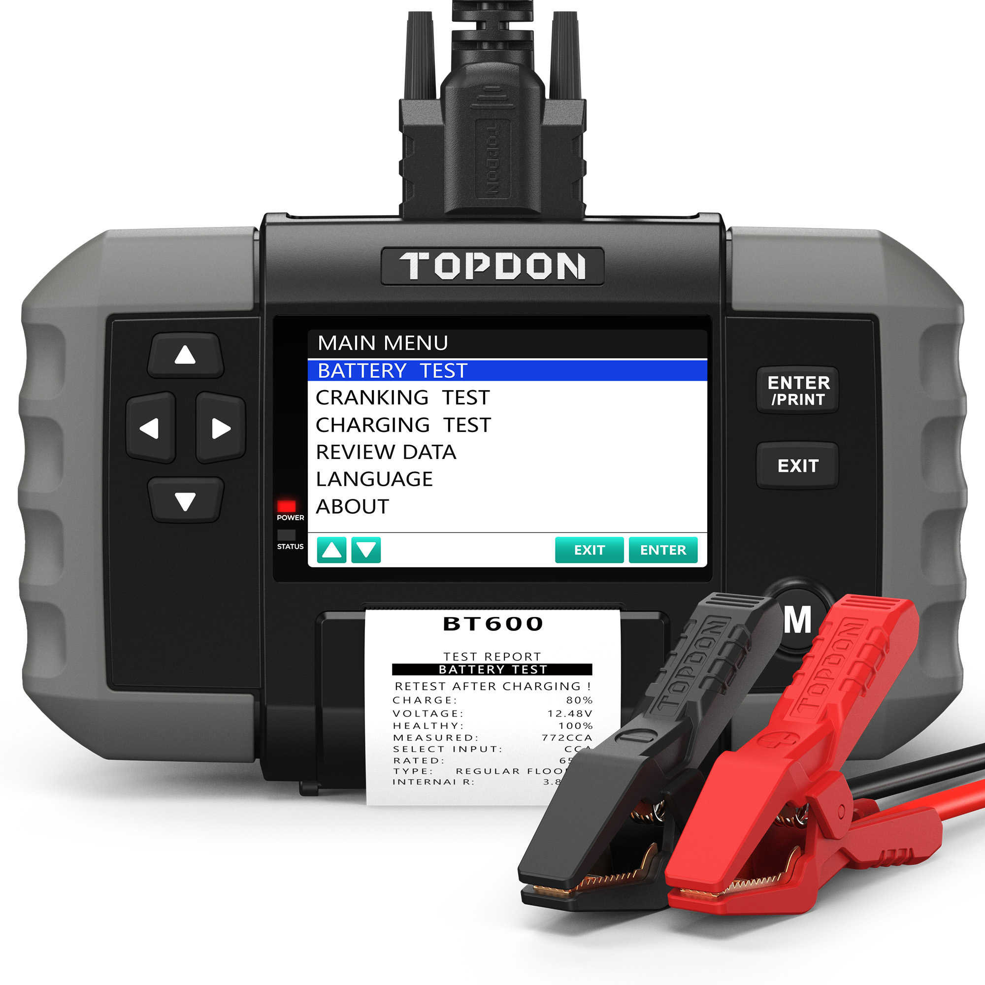 TOPDON BT600 Новое поступление 12V 24V свинцово-кислотный автомобильное ведро Автомобильный аккумулятор тестер анализатор с Bulit в термопринтер
