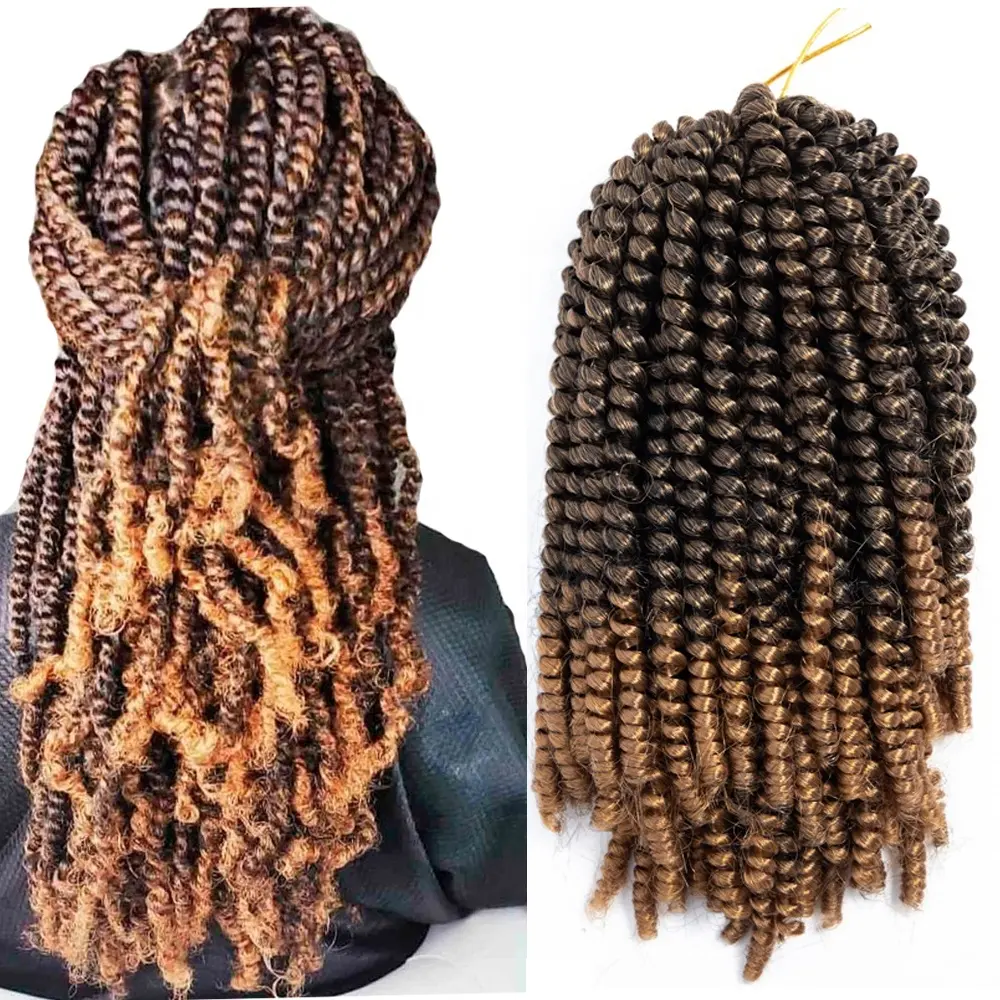 New Arrive Synthetic Spring Twist Crochet Hair 8inch Ombre color Nubian Twist Hair Spring Twist Crochet Braid Hair For Women