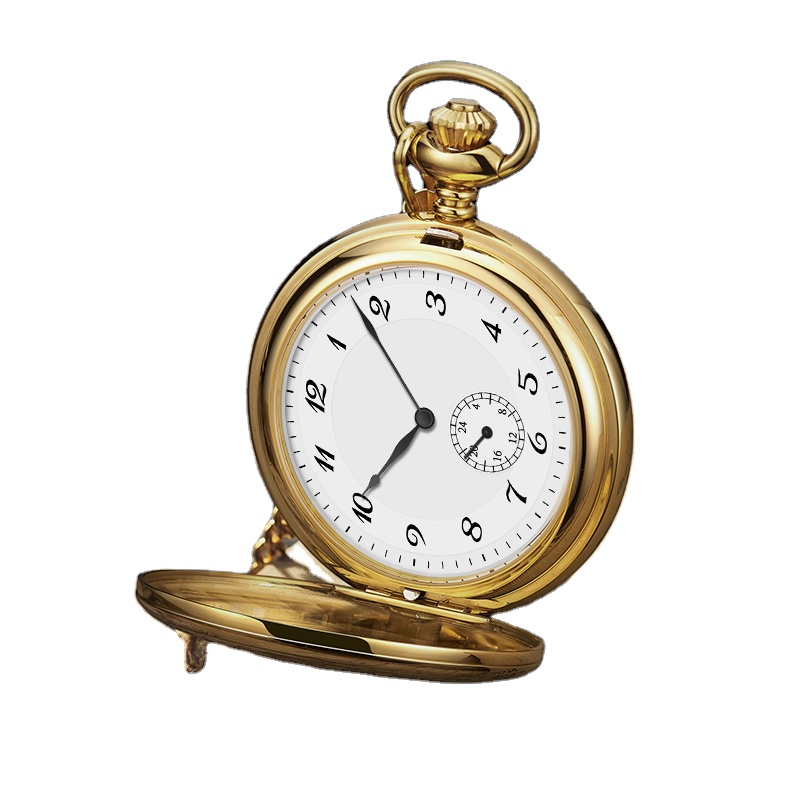 Classic luxury stainless steel gold quartz pocket watch