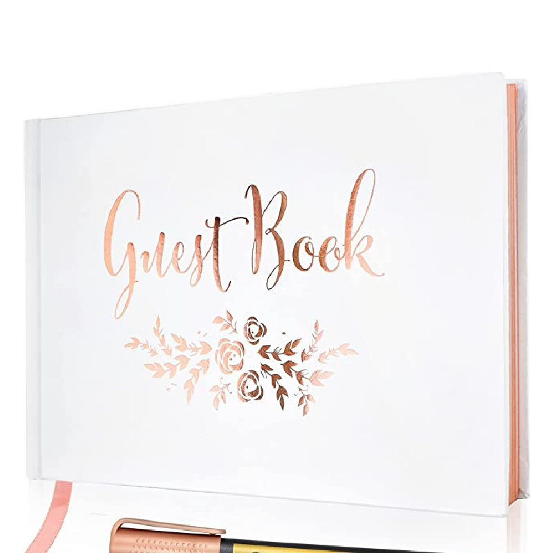 Hard Cover Notebook with Thick White Paper Greetings Wedding Guest Book Set for Memorial Service
