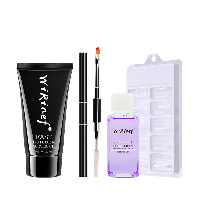 Yinikiz Poly Extension Nail Gel Kit 30g Nail Polish UV Fast Builder Set Extension Camouflage LED UV Lacquer Brush Nail Tips