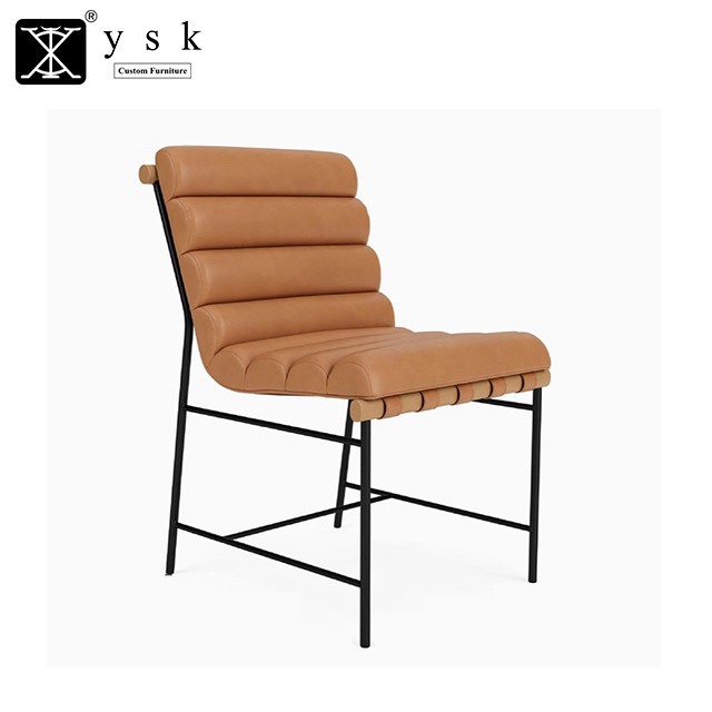 Dining Room Furniture Hotel Restaurant Metal Chair Leather Upholstered Strap Chair DC-2242