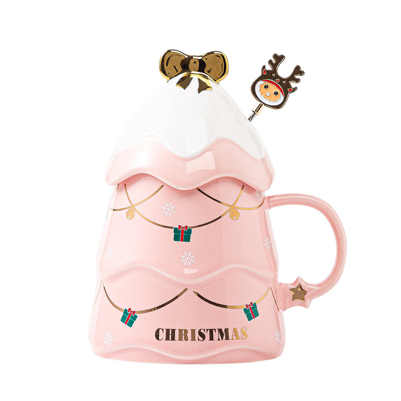 New coffee present Christmas Tree design ceramic tea cup gift set christmas mug home and office ceramic mugs WB116K