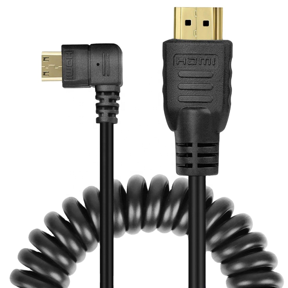 Xput позолоченный 90 градусов прямоугольный спиральный мини HDMI штекер к HDMI штекеру кабель Высокоскоростная поддержка 3D 1080P