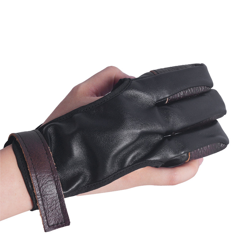 CUPID Archery Outdoor 3 Fingers Archery Suede Leather Foldable Gloves Protective Shooting Gloves for Left and Right Hand Archer