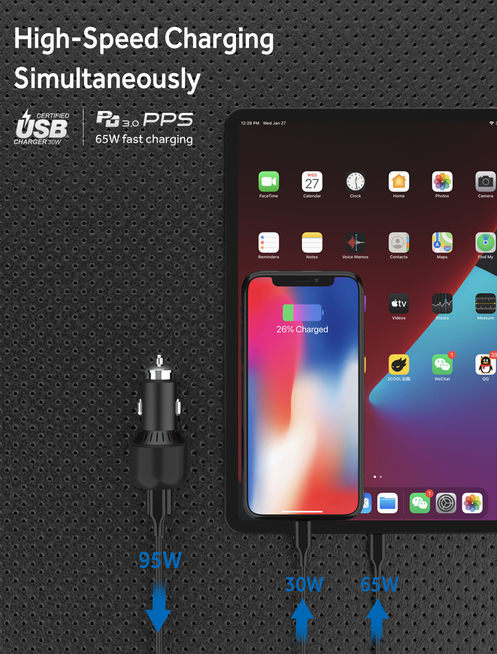 Горячая Распродажа! 95W 3 порта USB PD телефон зарядное устройство типа C зарядное устройство быстрой зарядки автомобильным зарядным устройством для Iphone13