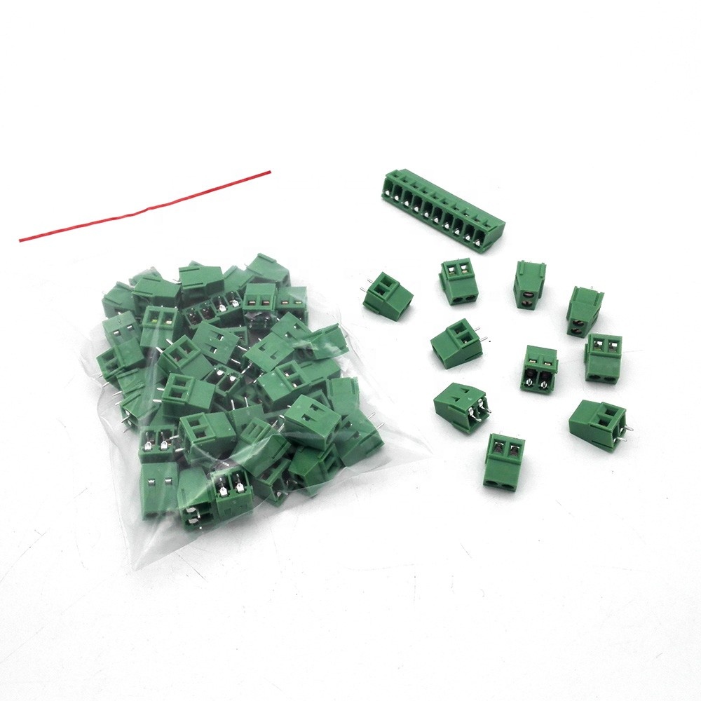 100 шт. печатной платы Клеммная колодка Разъем, KF128-2P шаг: 5,0 MM/0,2 inch, зеленый цвет, 5 мм, KF128 2 Шпильки #