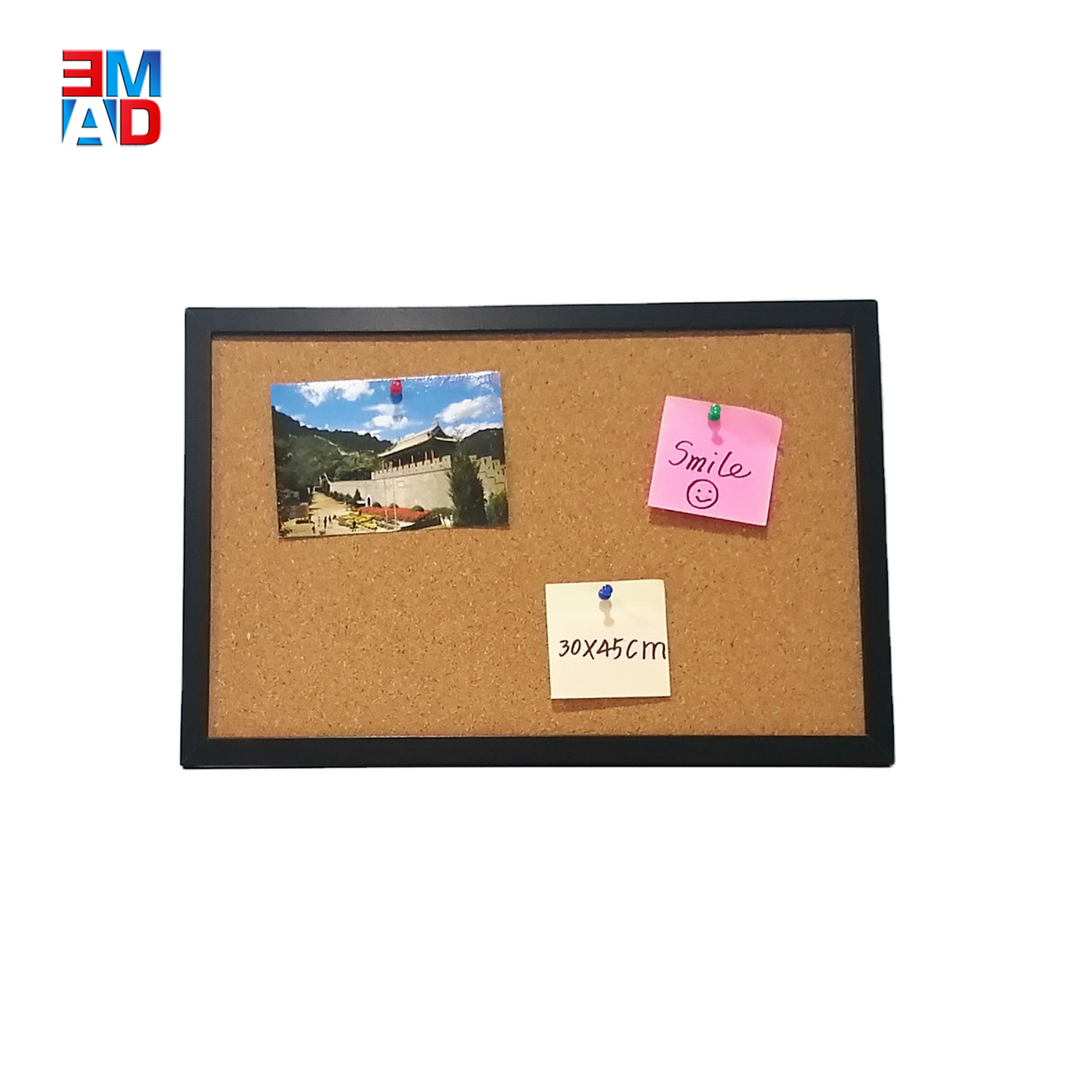 Standard sizes of 45x30cm message cork board decorative pin board bulletin board with MDF frame for office school home