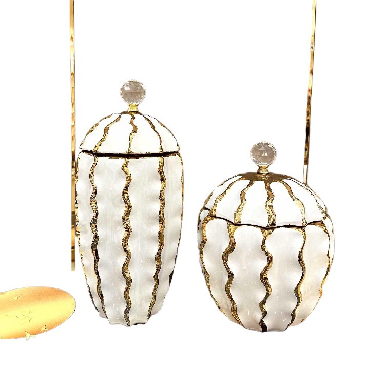 In Stock Temple Stone Vase Luxury Craft Model Home Decor Electroplated Gold Vase Soft Decoration for Entrance