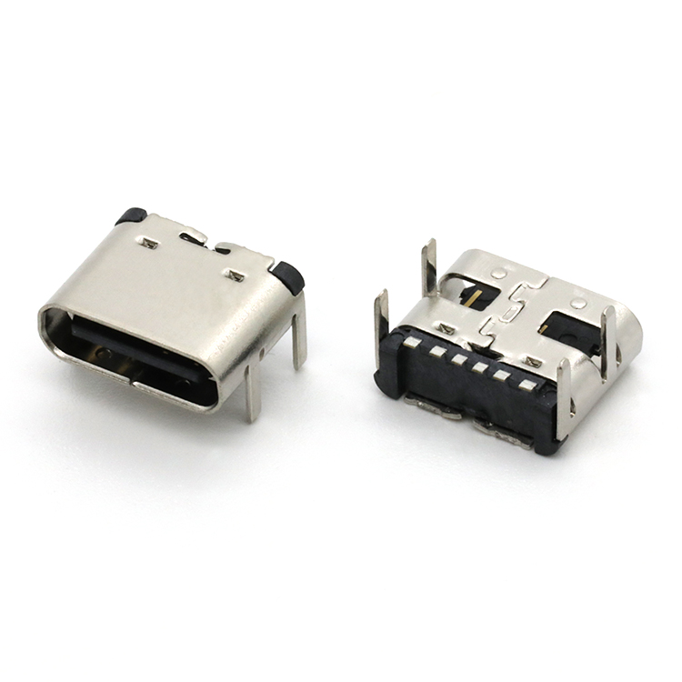 Оптовая продажа, 6-контактный разъем SMT USB 3,1 типа C, гнездовой разъем, коннектор для зарядного порта