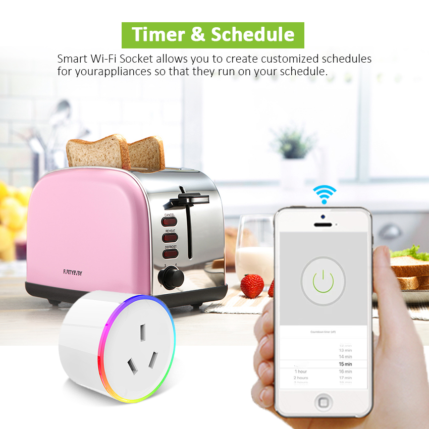 Rgb Scene Light Outlet Works With Alexa Voice App Control Wifi Remote Control Smart Power Socket
