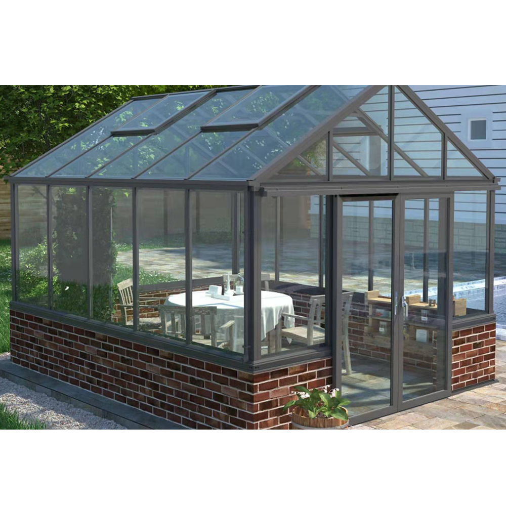 Современный дизайн Sunroom с закаленным стеклом треугольная крыша прочная алюминиевая рамка стеклянный дом для балкона патио