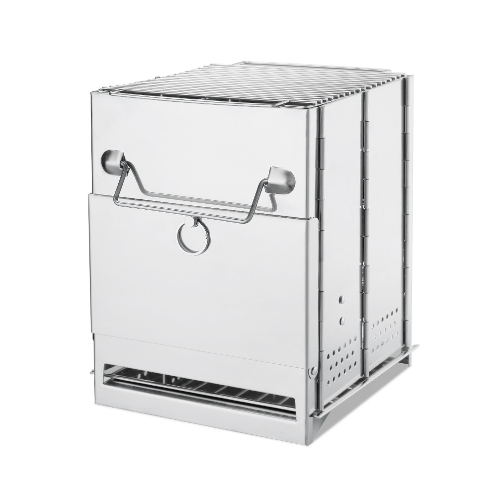Outdoor Foldable Stainless Steel Campfire Stove Portable Burning Stove Picnic Barbecue Grill