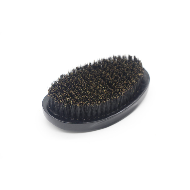 High Quality Oval Shape Wave 360 Curved Black Wooden Boar Bristle Brush Beard for Men