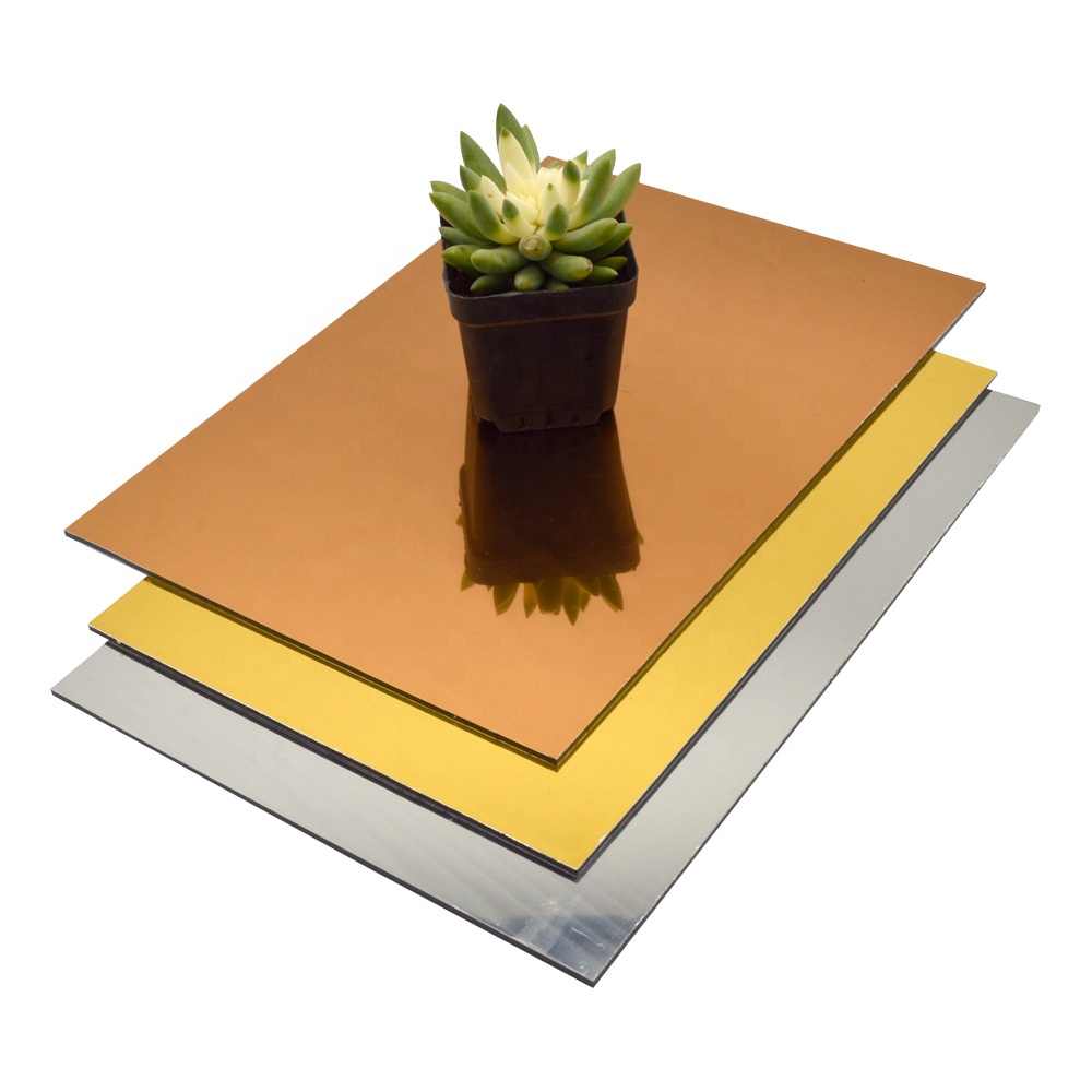 Copper Mirror Brush PE PVDF Coating 2mm 3mm 4mm Interior Exterior Cladding ACP Aluminium Composite Panel