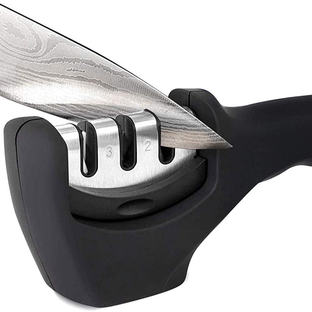 4-in-1 Kitchen Knife Accessories: Polish Blades kitchen tool and 3-Stage Knife Sharpener