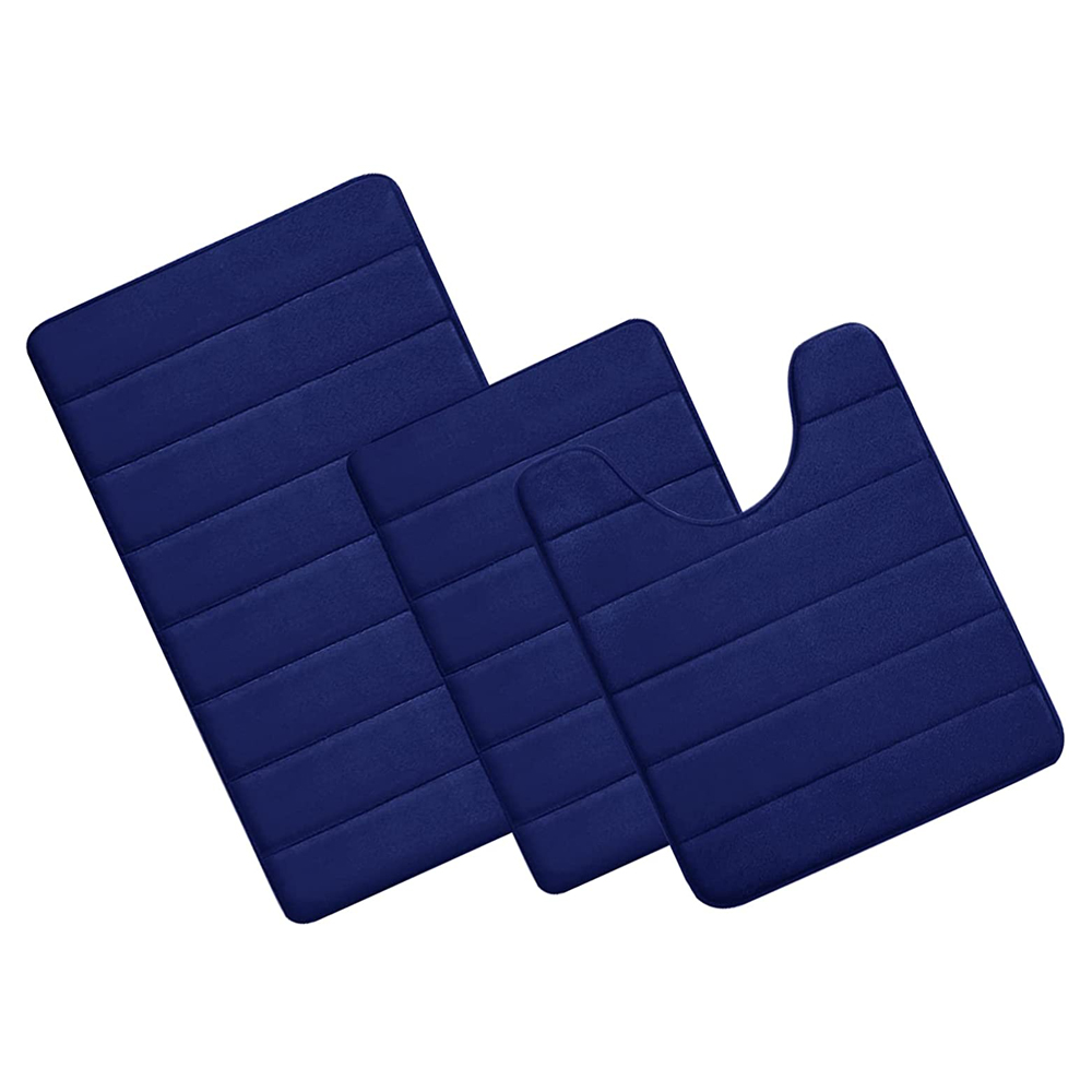 Anti-Slip Absorbent Microfiber Flannel Coral 3 Piece Bath Mat for Hotel Home