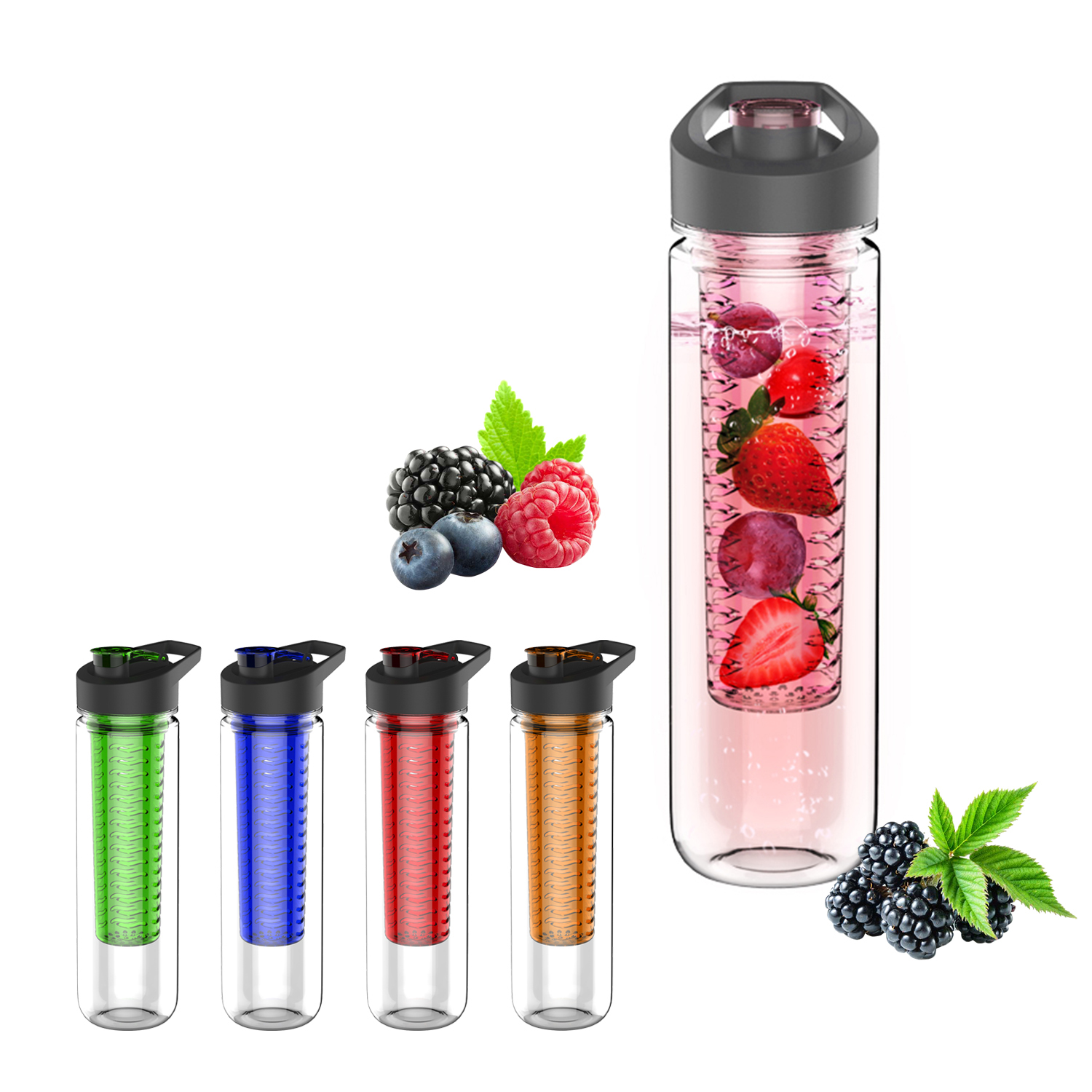 800ml 27oz Free Sample Tritan Bpa Free Food Grade Plastic Fruit Infuser Water Bottle