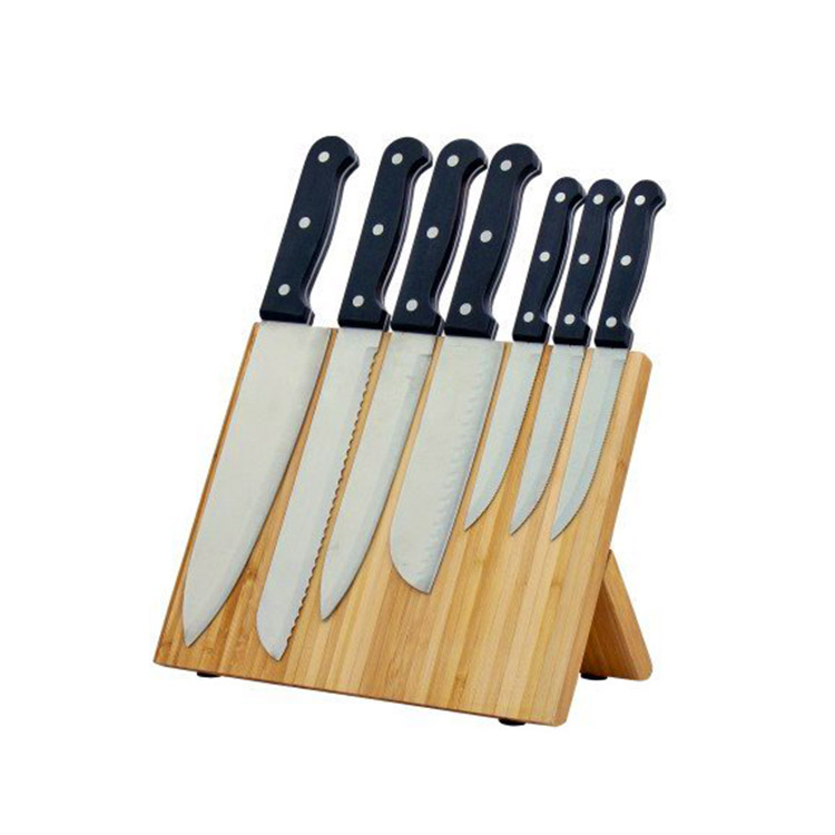 Kitchen Knife Block Set with Holder  Bamboo Magnetic Wood Knife Block  Knife Block Magnetic Bamboo Kitchen