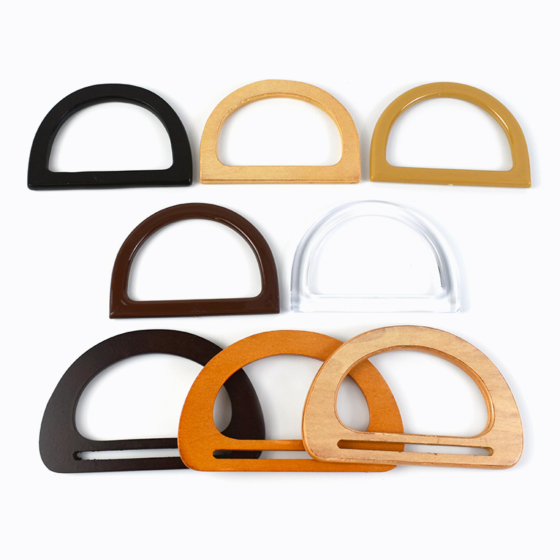 Meetee B-H062 BS437 DIY Woven Bag Handbag Sewing Accessories Bags Handle Solid Wood Plastic Purse Frame D Round Handles
