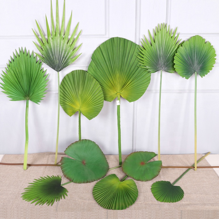 QiHao реальный на ощупь Aglaonema модема монстеллы банановый лист Гавайский искусственный веер Пальма тропическая центелла азиатские листья