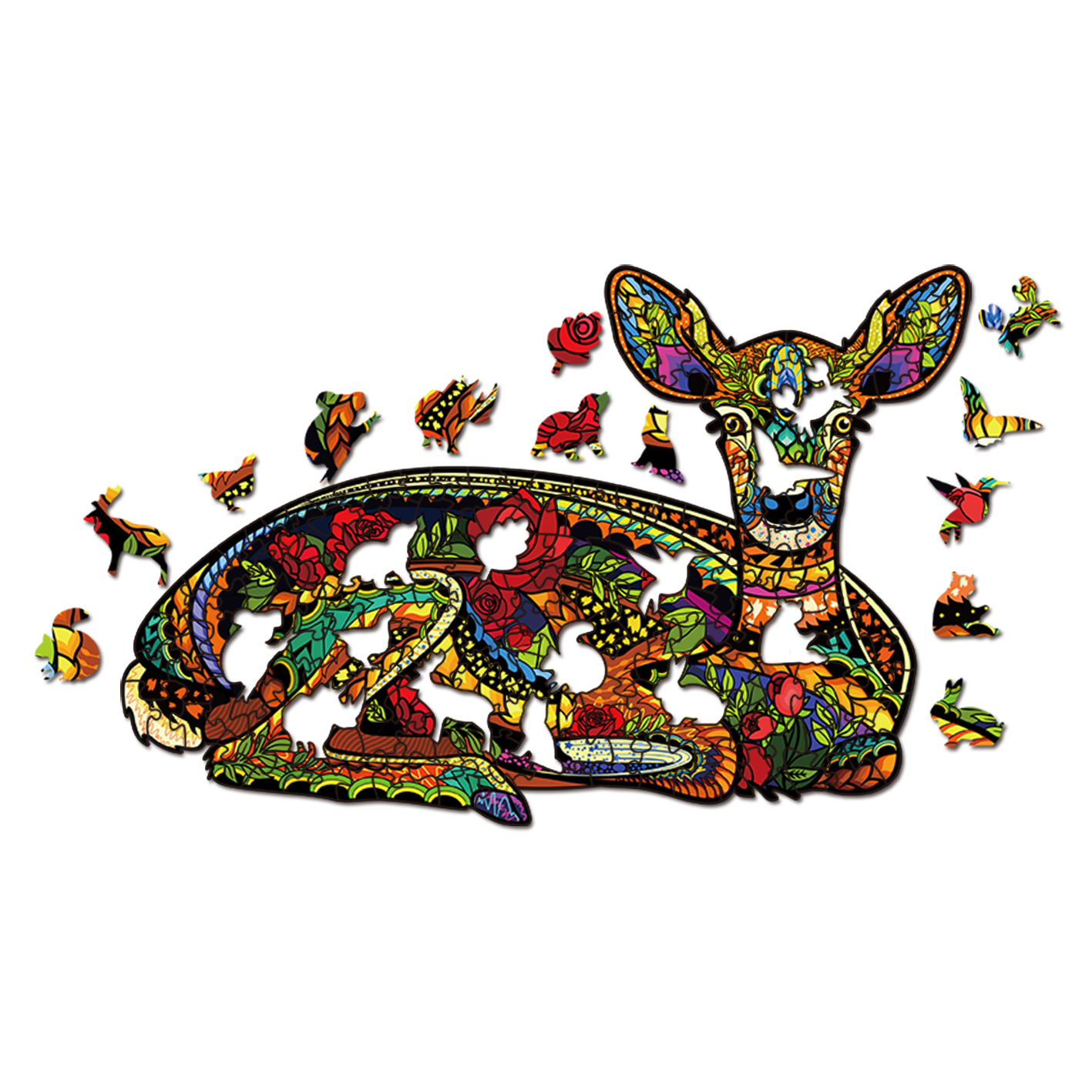 Medium sized Sika Deer special-shaped wooden irregular animal jigsaw puzzle manufacturers customized wooden cross-border toys