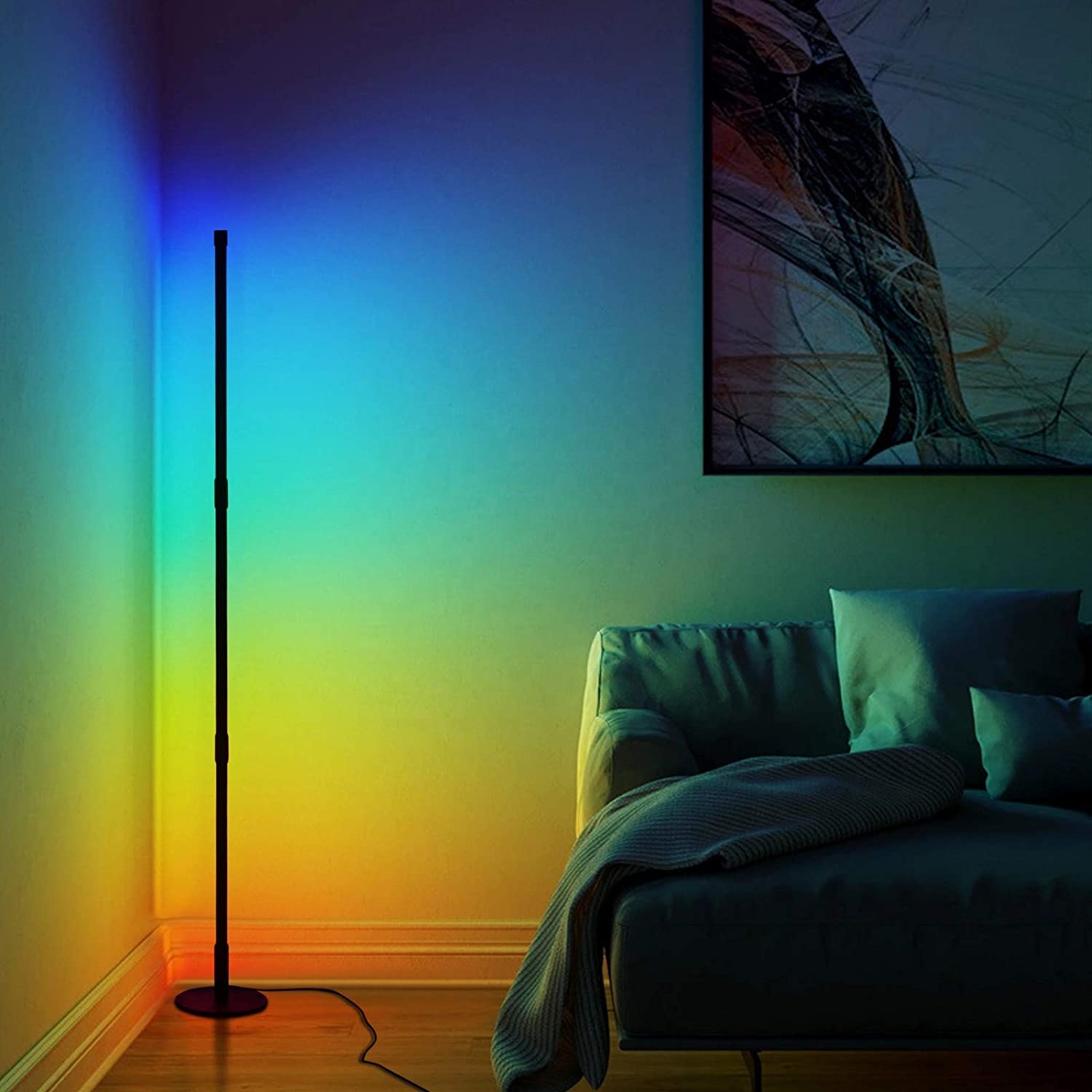 Угловая лампа с изменением цвета RGB, угловая лампа в скандинавском стиле с соединяемыми стержнями, угловая напольная лампа