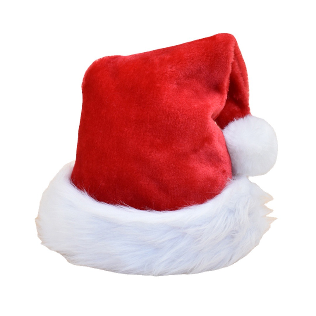 2021 Hot Sale Christmas Ornaments Red Adult Plush Thicken Encryption Plush Christmas Hat