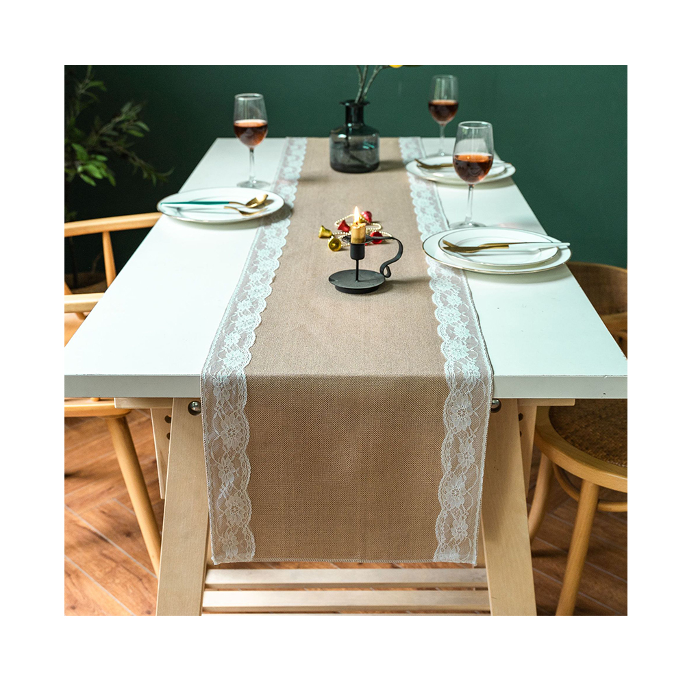 Amazon Home Decor Hot Selling lace table runner Natural Jute Table Runner