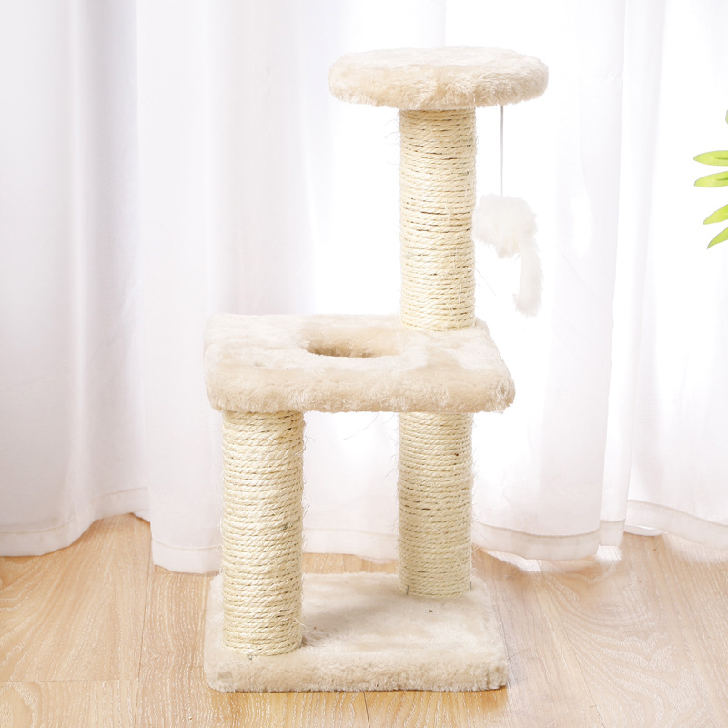 Custom Hot Sale Natural Wood Cat Furniture Scratch Post House Condo Tower Cat Tree