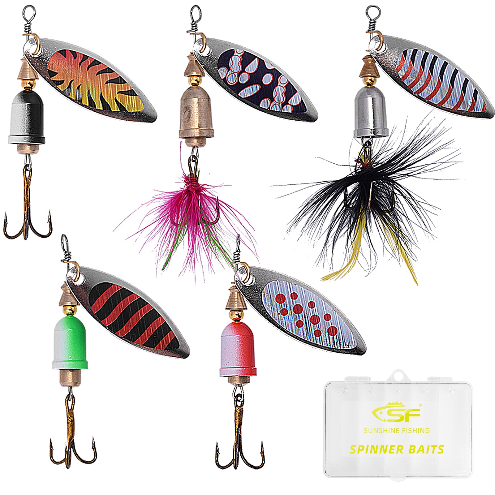 Рыболовные приманки блесны для рыбалки бас форель твердого металла Spinnerbaits комплект с коробки рыболовных снастей # Тип B 5 шт./упак.