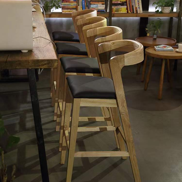 Modern Solid Ash Wood Bar Stool, High Counter Chair, Fabric Seat, Hot Sale, Wholesale, 2022