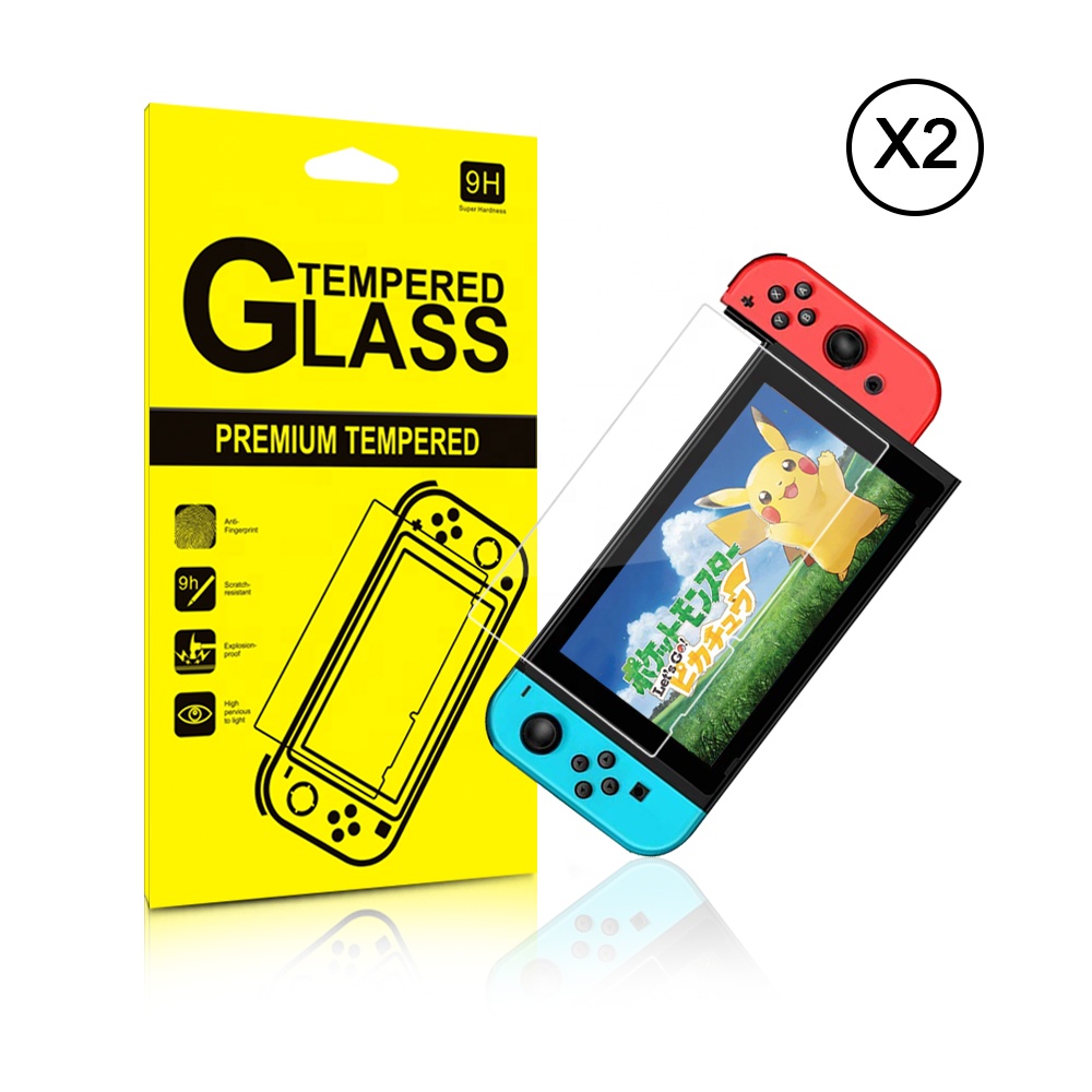 2 упаковки защитных экрана для Nintendo Switch закаленное стекло