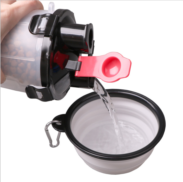 Two Food Cups For Dog Accompany Portable Food Storage And Water Storage Integrated Folding Bowl Drinking Bottle Pet Supplies