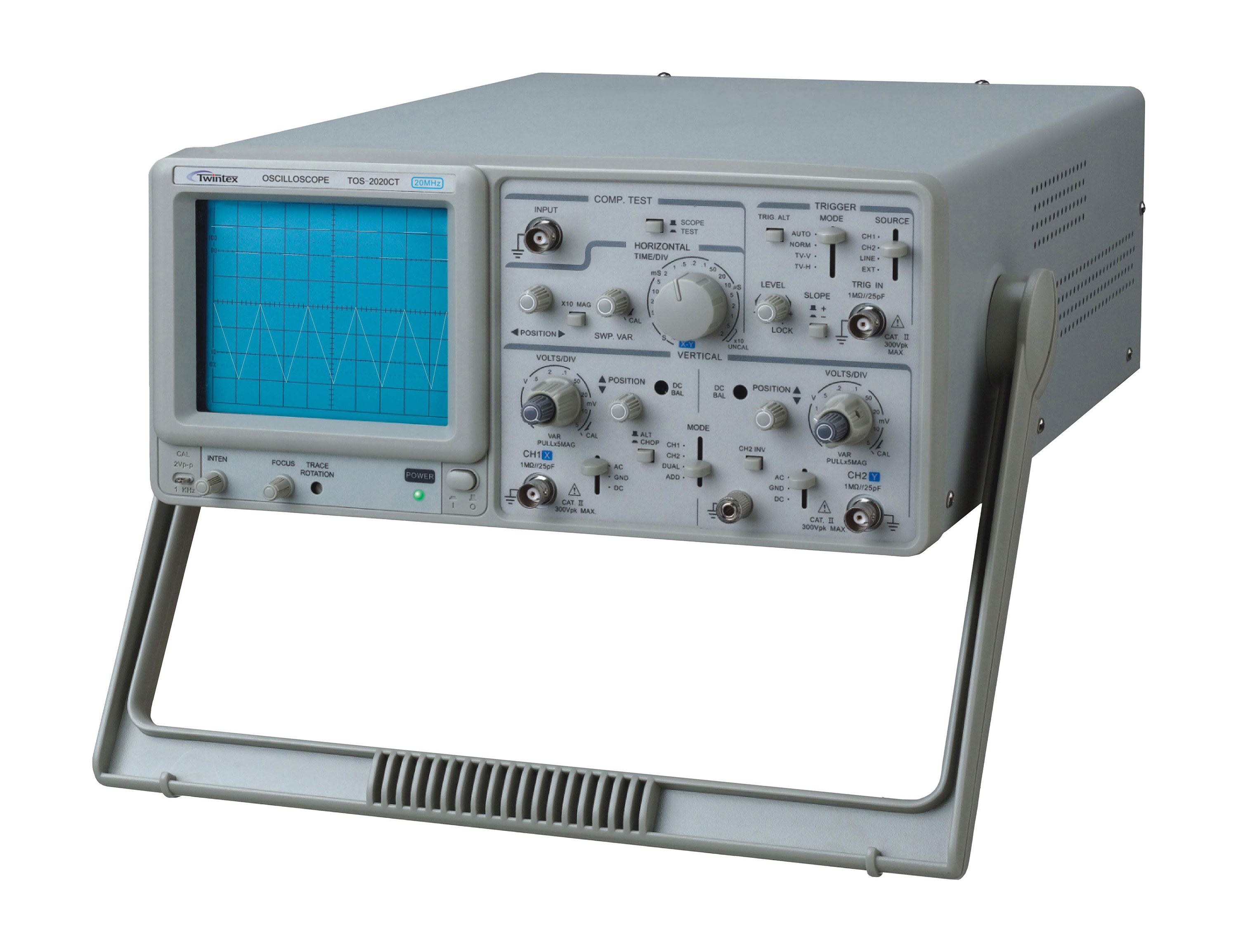 TWINTEX TOS-2020CT двойной трассировки осциллограф с прибор для испытания компонентов двухканальный аналоговый осциллограф 20 МГц