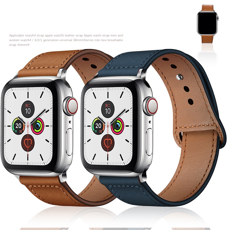Ремешок кожаный для iWatch Band 44 мм 40 мм, сублимационный итальянский кожаный браслет для Apple Watch SE Series 6 5 4 3, Xihop
