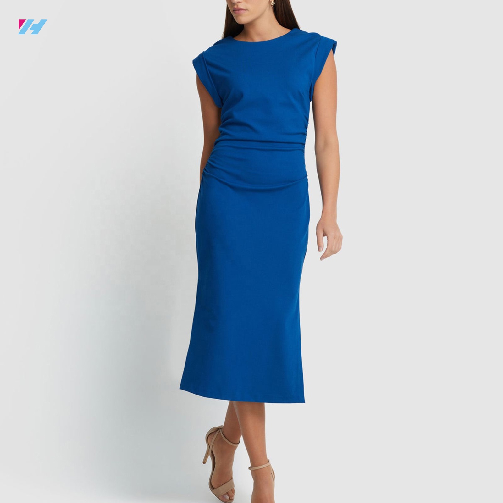 Custom Casual Sleeveless Midi Long O-Neck Elegant Lady Bodycon Dresses For Women
