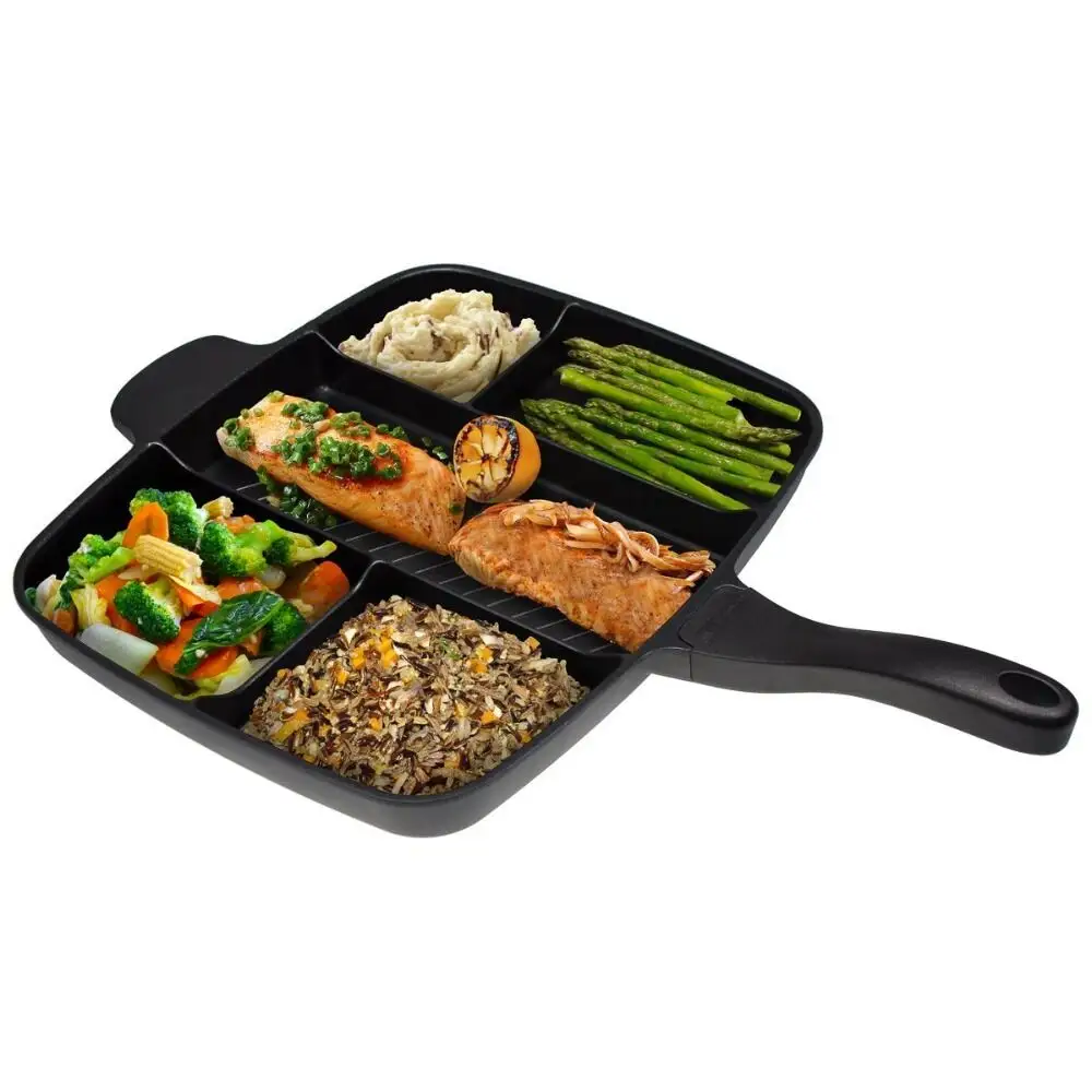 Hot selling 5 in 1 section cast iron pan skillet 5 slots frying pan